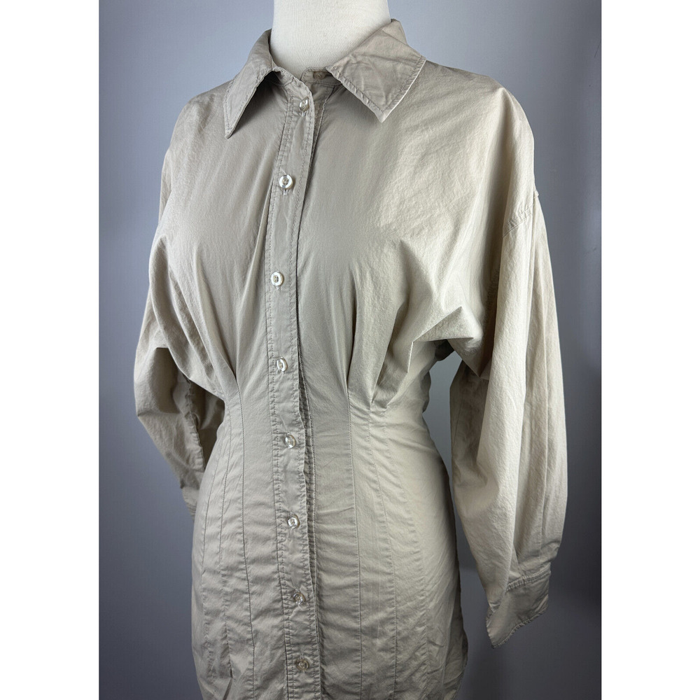 L'Academie x Revolve The Ismene Mini Dress Button Shirt Dress Khaki Tan Size XS - Picture 4 of 16
